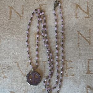Chic Lavender Beaded Necklace with Peace Pendant